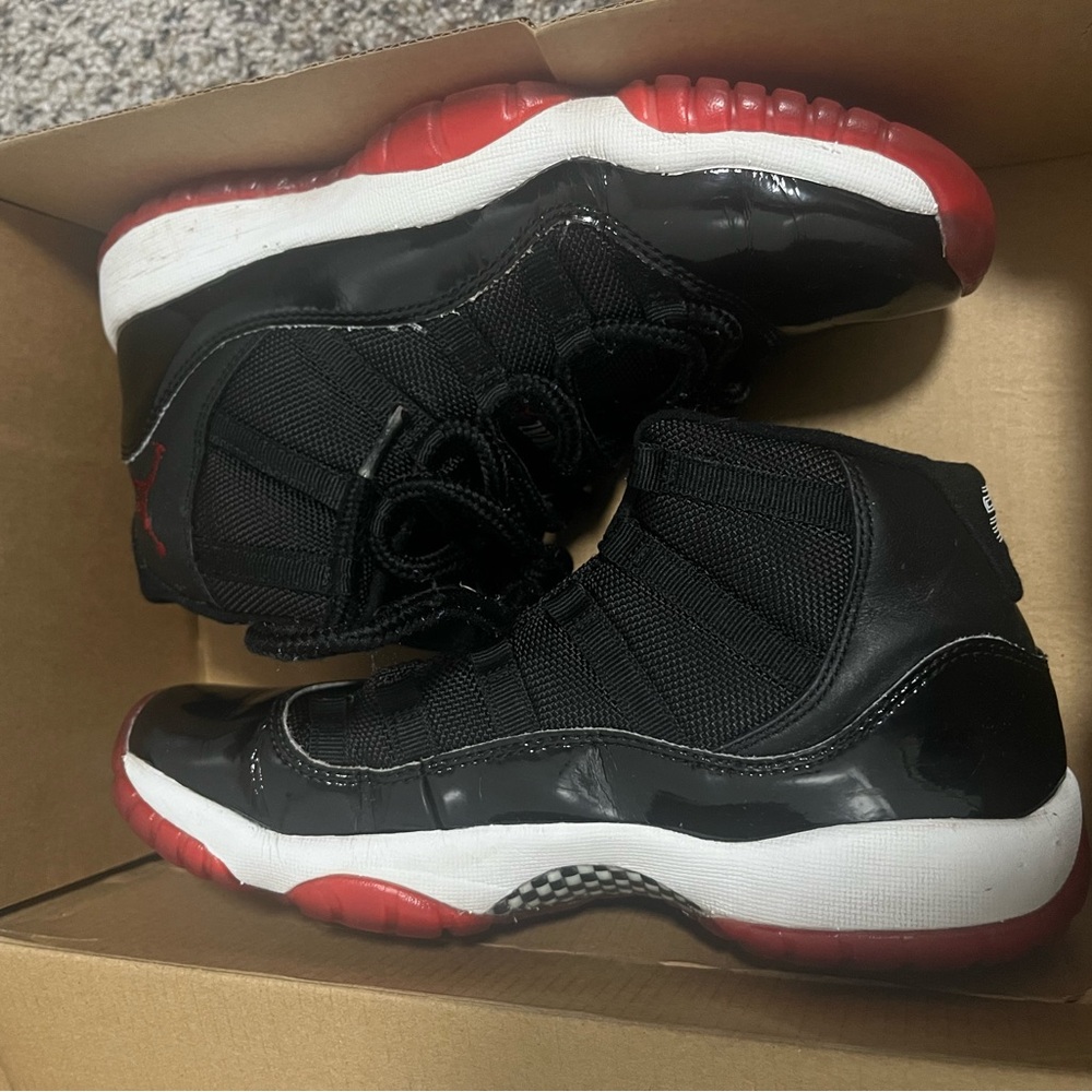 Jordan 11 bred Kids Black and Red High-Top Sneakers